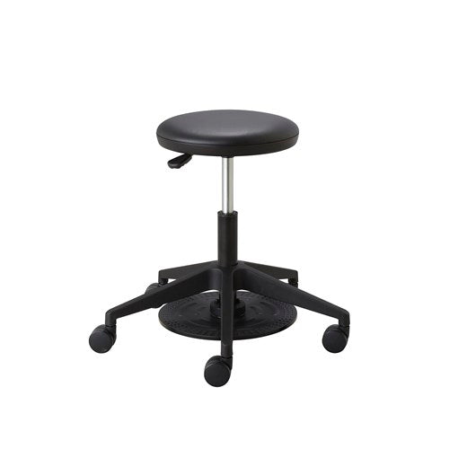 Safco 3437BL Black Vinyl Lab Stool with Foot Pedal - Adjustable Height, Durable & Comfortable for Laboratories, Medical Offices, and Home Workspaces