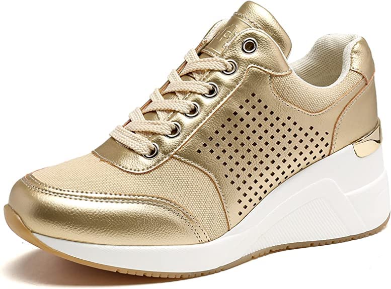 Viscozzy Women's Comfortable Wedge Sneakers with Arch Support - Stylish High Heel Casual Shoes for Walking, Work & Everyday Wear