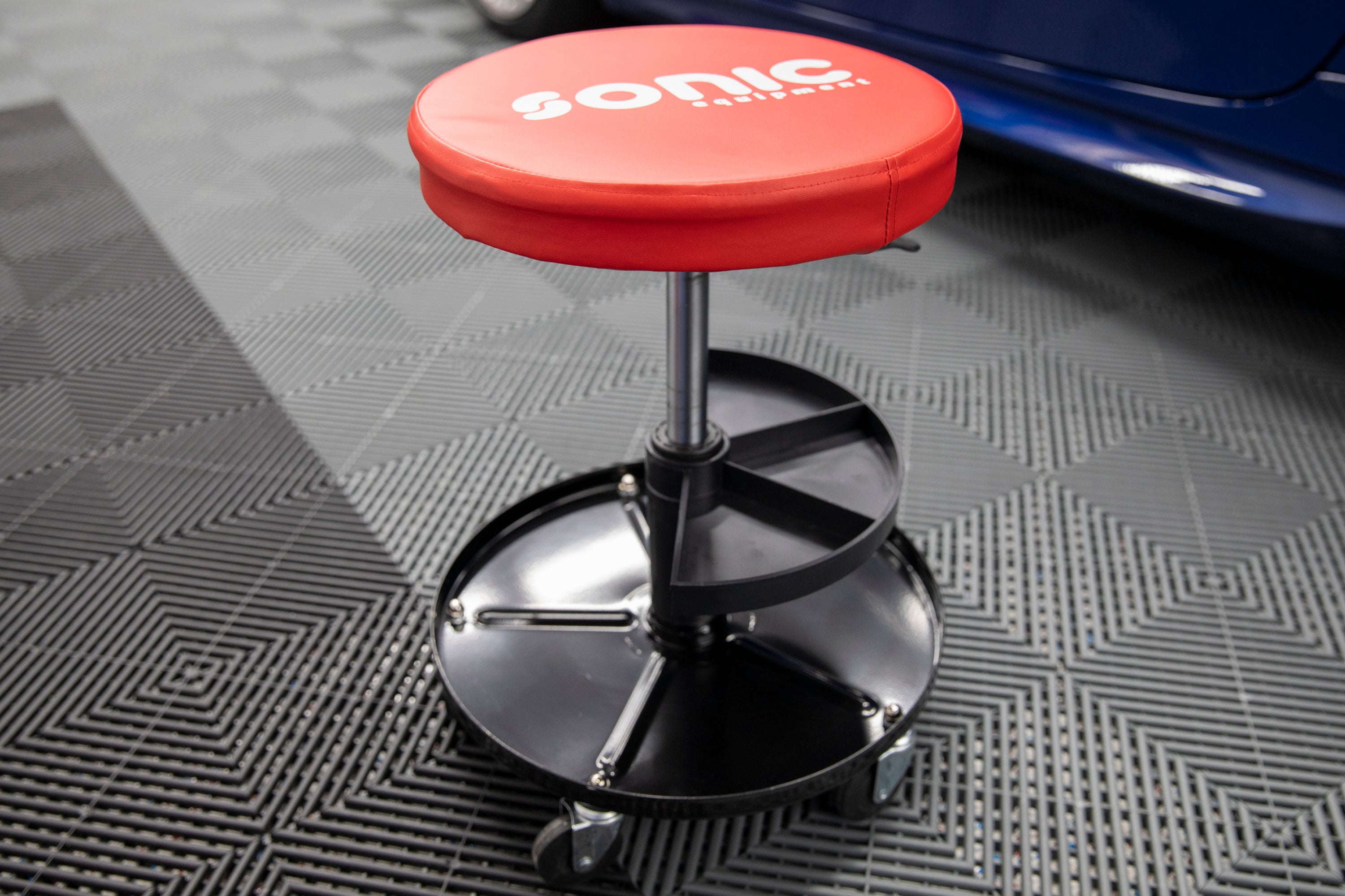 Sonic Tools Adjustable Roller Seat - Heavy Duty Mechanic Stool with Smooth Rolling Casters for Garage, Workshop & Auto Repair - Perfect for Car Maintenance & DIY Projects