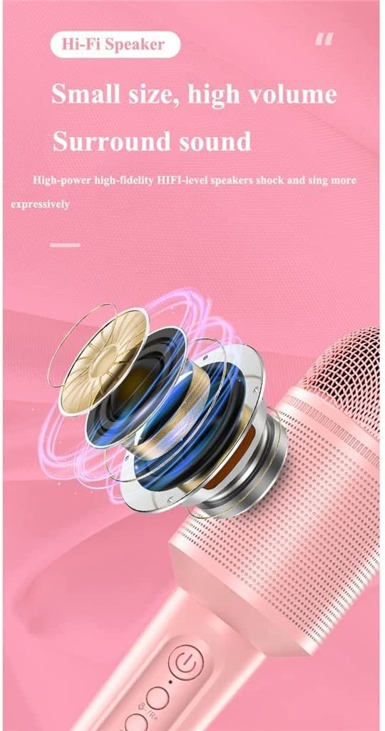ZWYUAN Wireless Bluetooth Karaoke Microphone for Kids & Adults - Portable Handheld Singing Mic with Built-in Speaker, Recording, and Music Player - Perfect for Home KTV, Parties, and Travel (Pink)