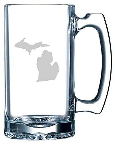 Michigan States 25oz Beer Mug - Etched Glass for Gifts & Parties