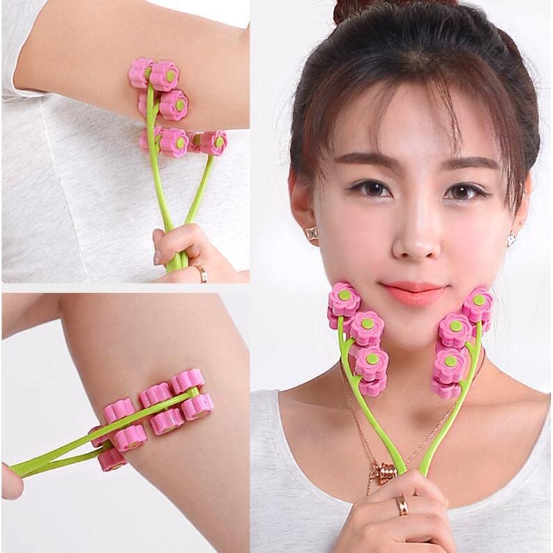 AHCS Flower Facial Massager Roller - Portable Anti-Wrinkle Face Lift Tool for Slimming & Relaxation | Beauty Skincare Device for Home & Travel Use