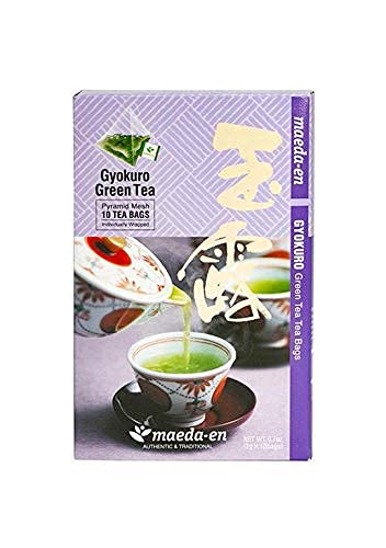 Premium Gyokuro Green Tea Bags - Maeda-en Japanese Loose Leaf Tea (40 Tea Bags Total, Pack of 4) - Perfect for Relaxation, Office & Afternoon Tea Break