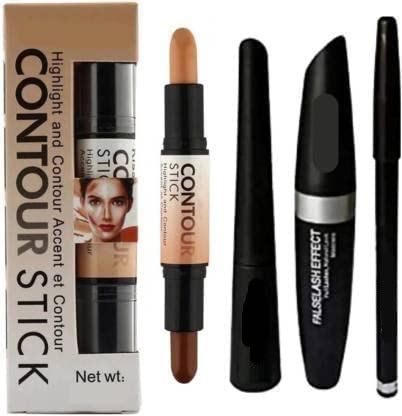 3-in-1 Professional Eyebrow Pencil with Eyeliner & Mascara - Highlighter & Contour Stick for Women & Girls - Perfect for Everyday Makeup & Special Occasions