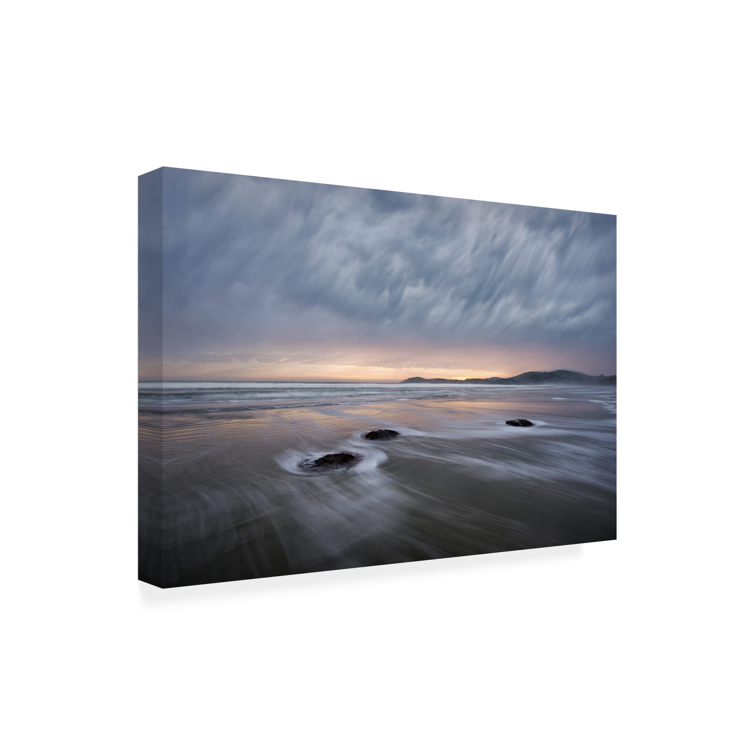 Windy Dawn At Koekohe Beach Canvas Wall Art Print by Shenshen Dou - Stunning Ocean Sunrise Landscape Painting for Living Room, Bedroom & Office Decor