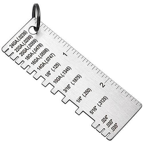 Stainless Steel Metal Sheet Thickness Gauge - Welding & Soldering Inspection Tool with Ruler | Precision Measurement for Metal Fabrication, HVAC, Automotive Repair & DIY Projects