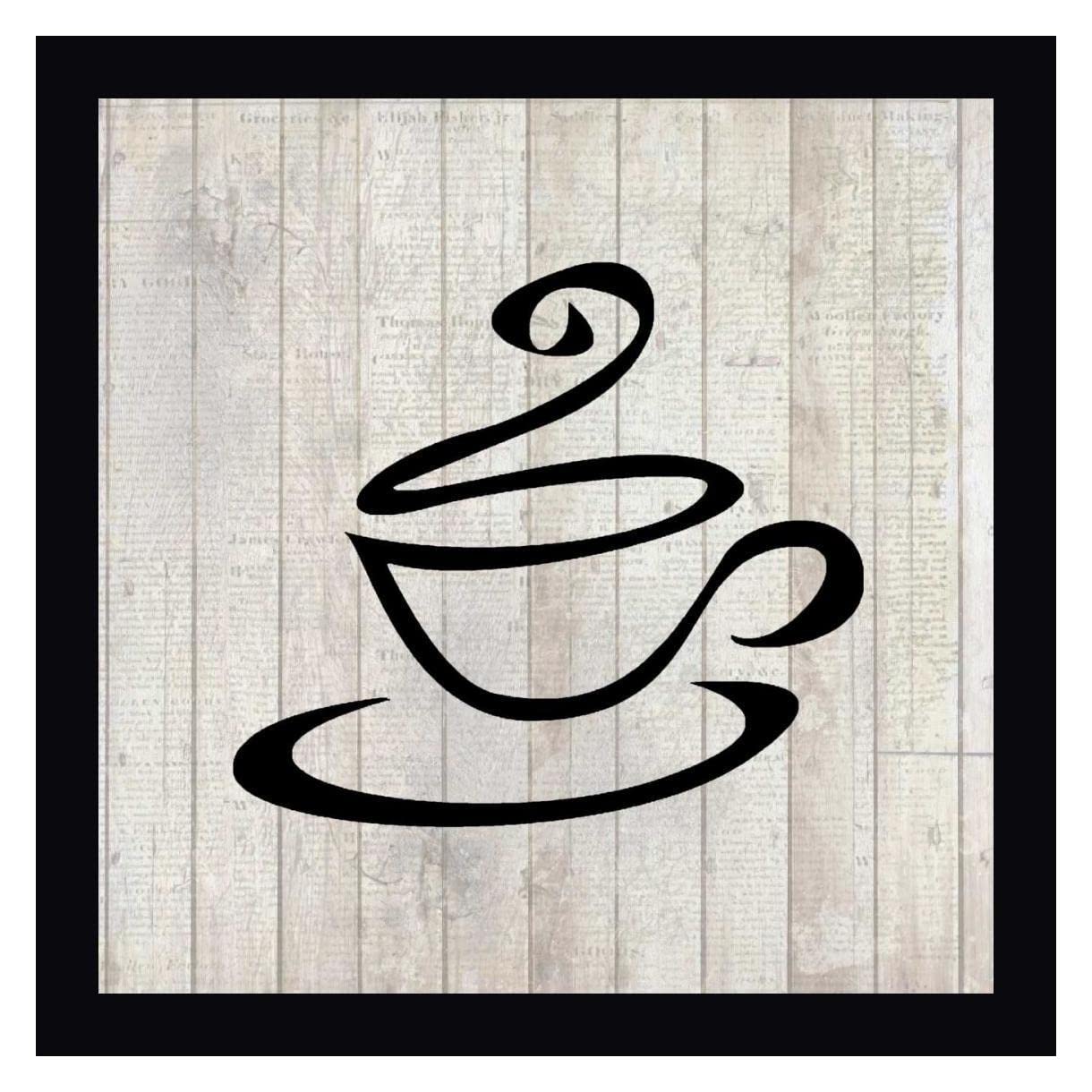 Kimberly Allen Cup of Coffee 1 - 30x30 Inch Framed Canvas Wall Art Print with Black Frame - Ready to Hang - Perfect for Living Room, Bedroom & Office Decor