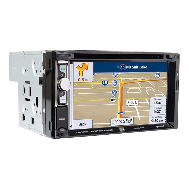Dual Electronics XNAV267BT 6.2-inch Double DIN Car Stereo with GPS Navigation, Bluetooth, USB iPhone Control, CD/DVD Player - Perfect for Road Trips & Hands-Free Driving