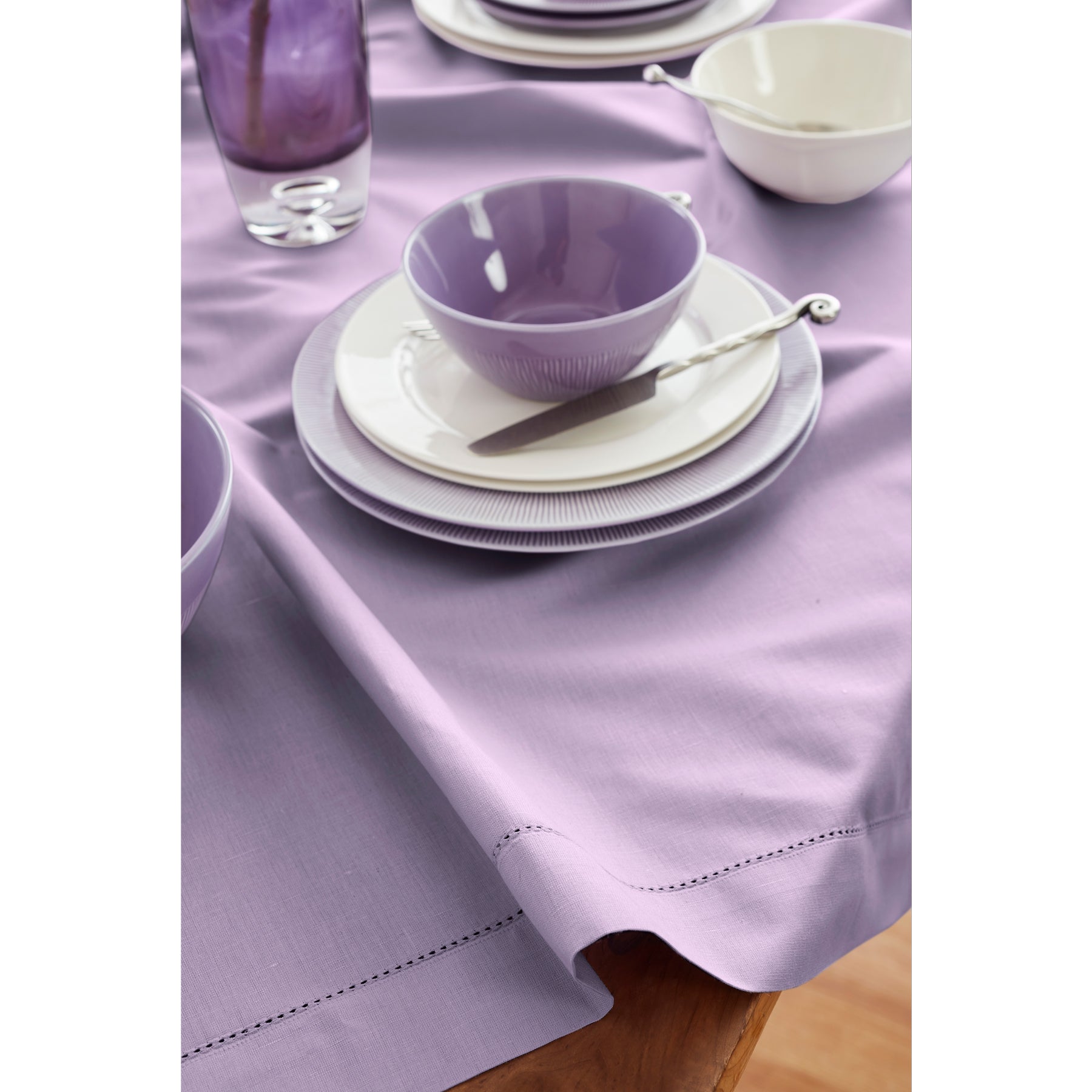 Premium Cotton Linen Hemstitch Tablecloth - Elegant Dining Table Cover for Home Decor, Parties & Special Occasions