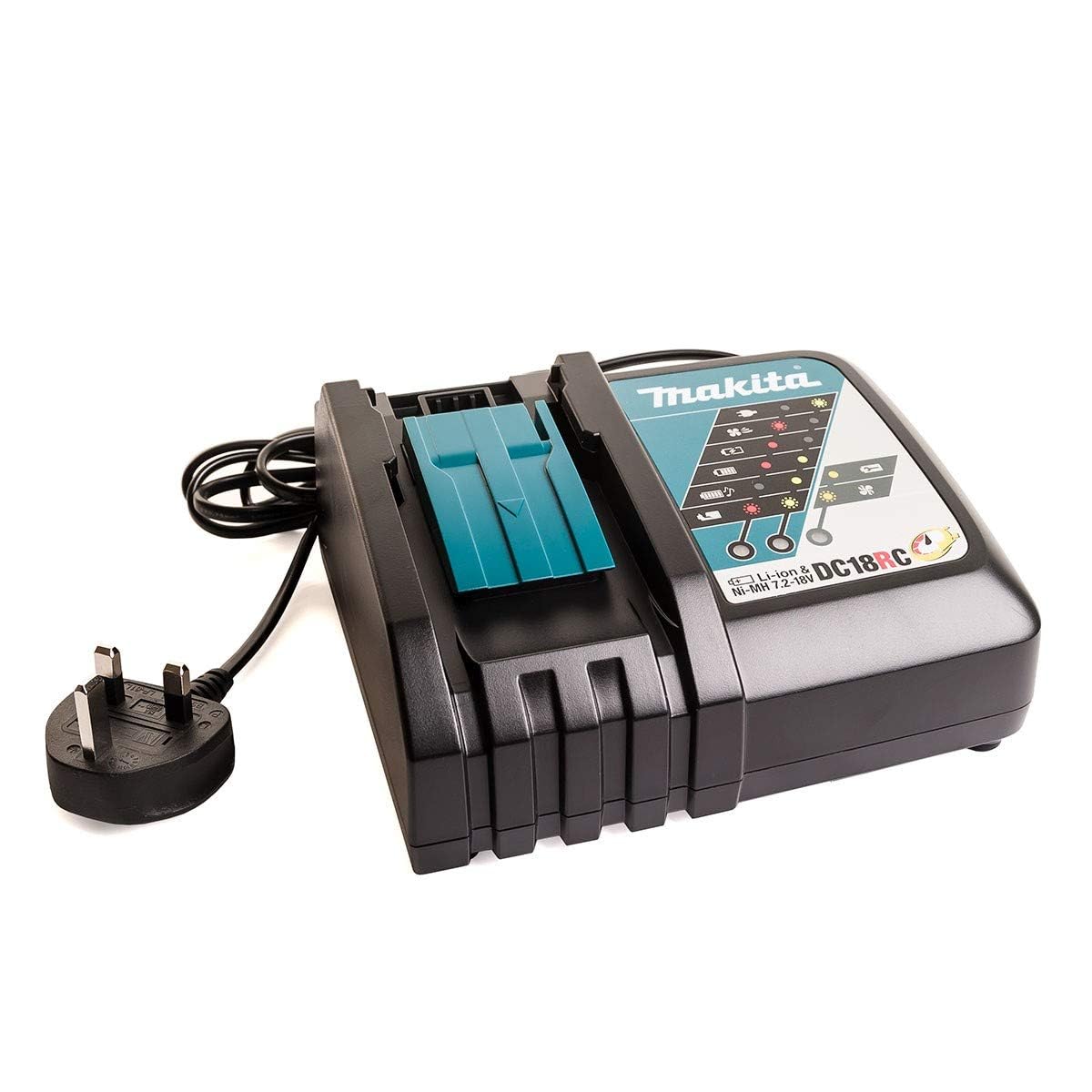Makita DC18RA Fast Charger for 18V Li-Ion Batteries - Quick Charge Cordless Power Tool Battery Charger for Drills, Saws & Outdoor Equipment