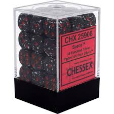Chessex 36-Piece Space Speckled 12mm Pipped D6 Dice Set - Perfect for D&D, RPGs, Board Games & Tabletop Gaming