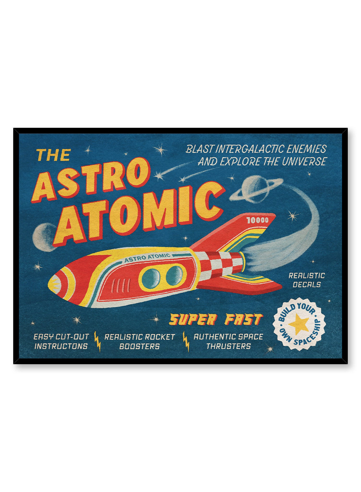 Vintage Retro Rocket Space Exploration Poster - Wall Art Decor for Home, Office & Classroom - Perfect for Space Enthusiasts & Sci-Fi Fans