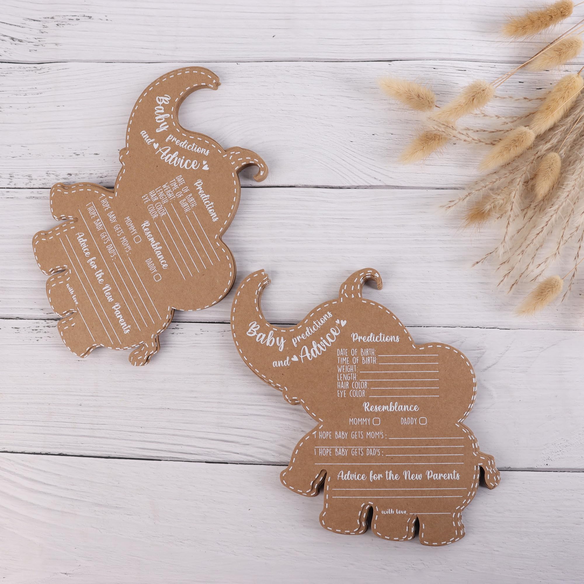 **Baby Shower Games & Advice Cards for Parents to Be - Elephant Safari Jungle Theme - Set of 50 - Perfect for Baby Showers, Gender Reveals & Nursery Decor**