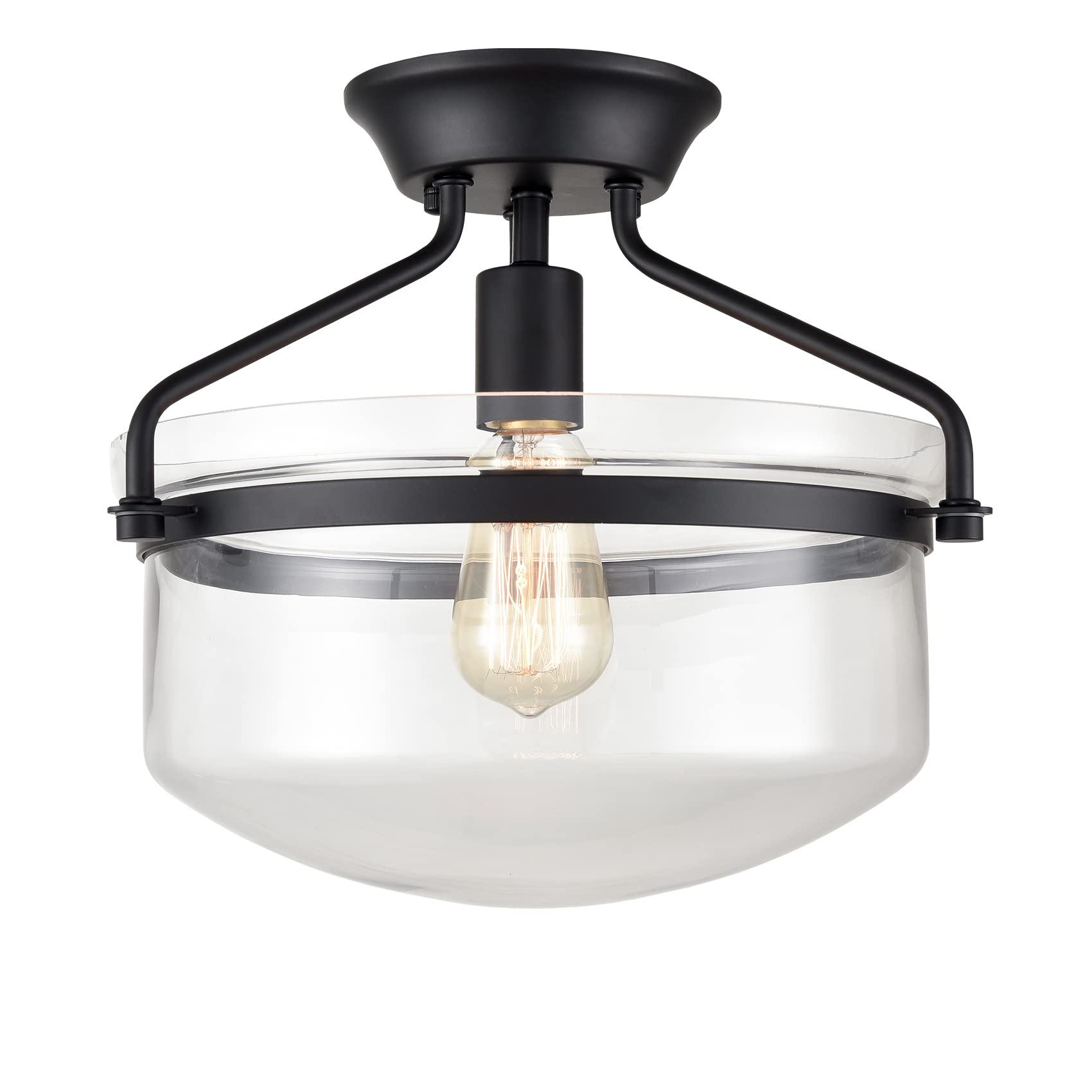 YUBOLE Farmhouse Black Wall Sconce with Glass Shade - Dimmable 1-Light Ceiling Fixture for Kitchen, Dining Room, Hallway & Living Room - Perfect for Entryway, Foyer & Home Decor Lighting