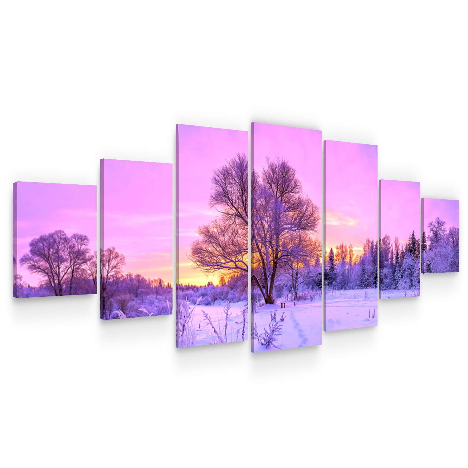 Startonight Large Canvas Wall Art - Frozen Tree in Snow Landscape - Modern Framed 7-Panel Set 40x95 Inches - Perfect for Living Room, Bedroom & Office Decor
