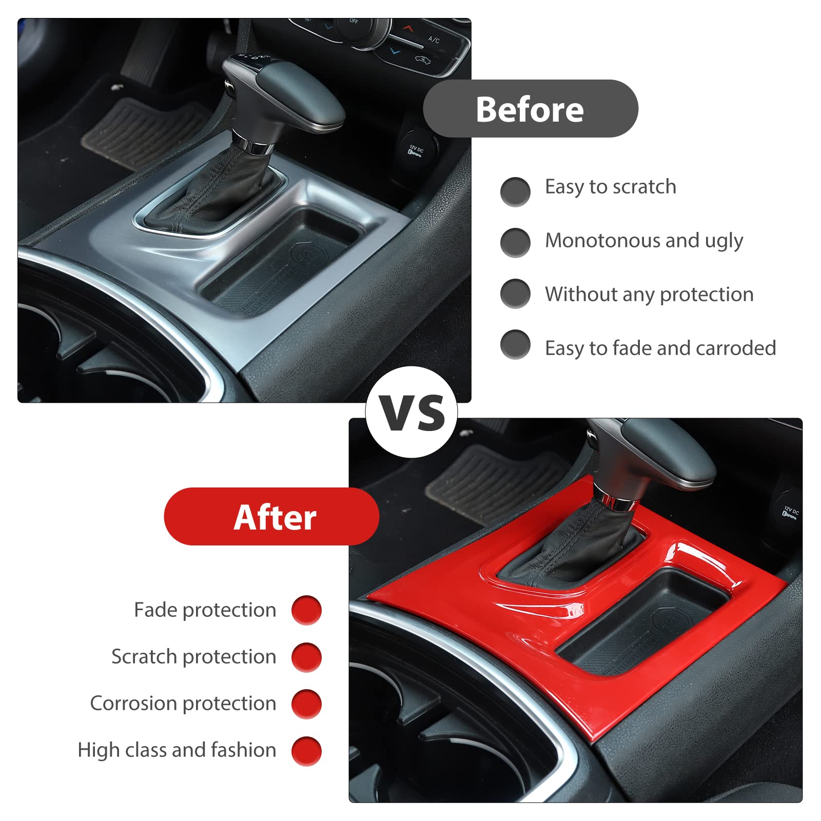 CheroCar Red Gear Shift Panel Trim for Dodge Charger 2015-2021 - Premium Center Console Upgrade Accessory (Perfect for Interior Customization & Car Enthusiasts)