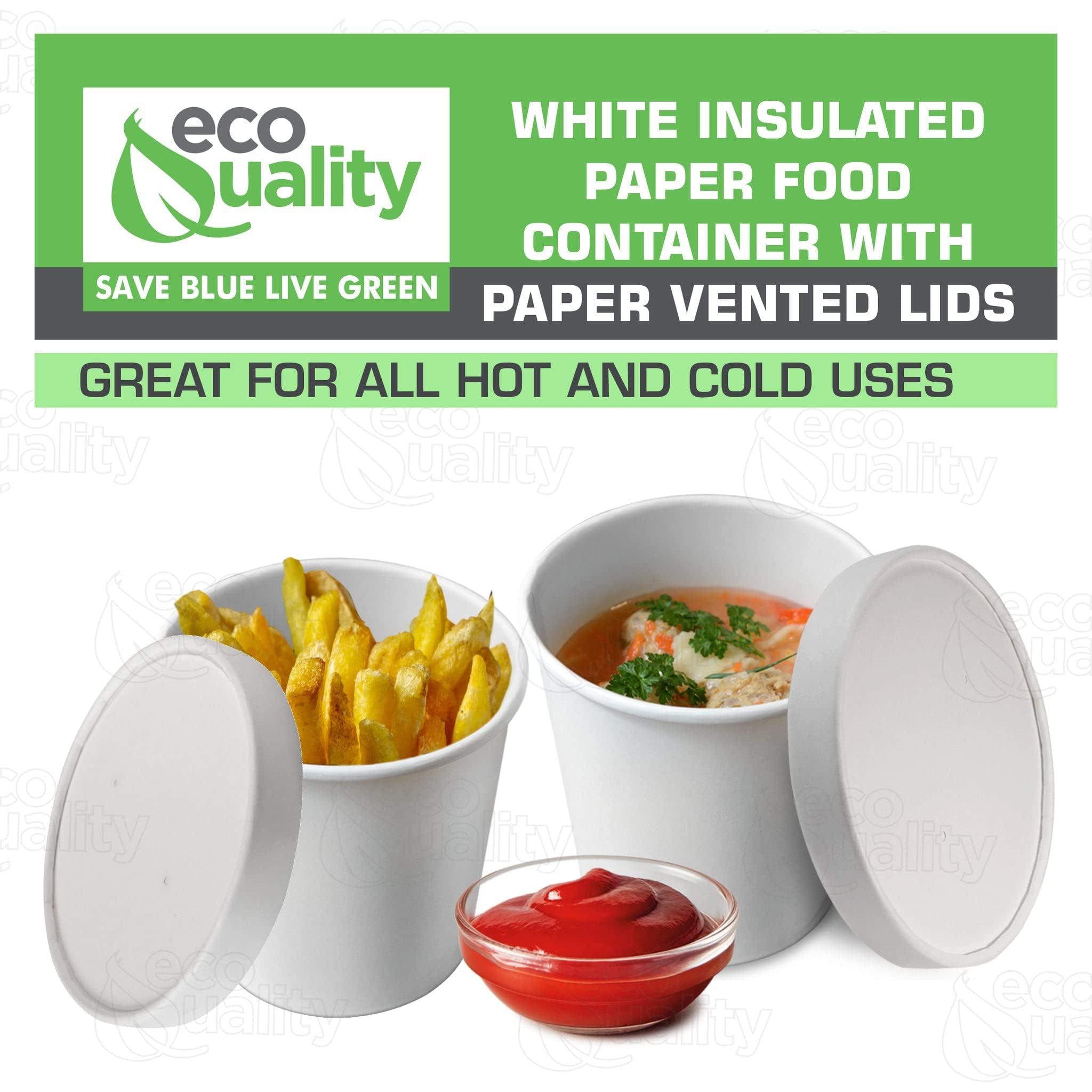 Disposable White Paper Soup Containers with Lids - 26oz Microwavable & Freezer Safe Food Storage Bowls - Eco-Friendly Takeout Containers for Ice Cream, Frozen Yogurt, Desserts - Perfect for Parties, Catering & Restaurant To-Go Orders (25-Pack)