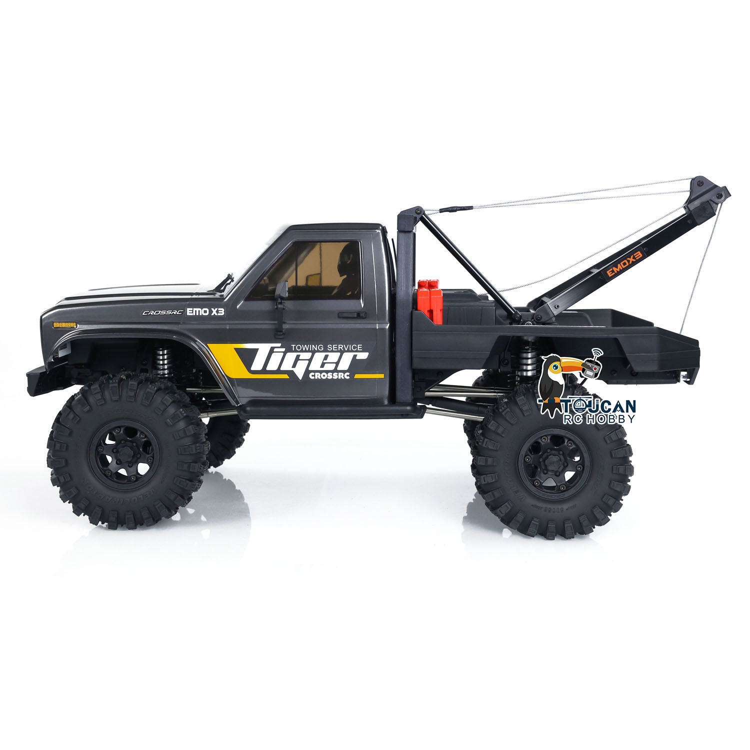 4WD 1/8 Scale RC Rescue Tow Truck - CROSSRC EMO X3 2-Speed 4x4 Remote Control Crawler with Brushed Motor & Differential Lock | Off-Road Adventure, Rock Crawling, Towing Simulation (US Stock)