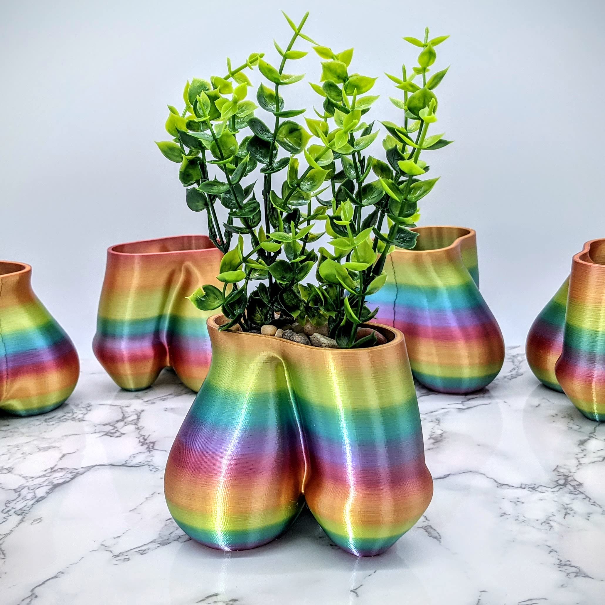 Succulent Penis Planter Pot - Male Body Shaped Plant Pots - Unique Anatomy Planters for Home & Office Decor - Rainbow Balls Flower Pot for Succulents & Small Plants - Perfect Gift for Bachelorette Parties & Funny Home Decor