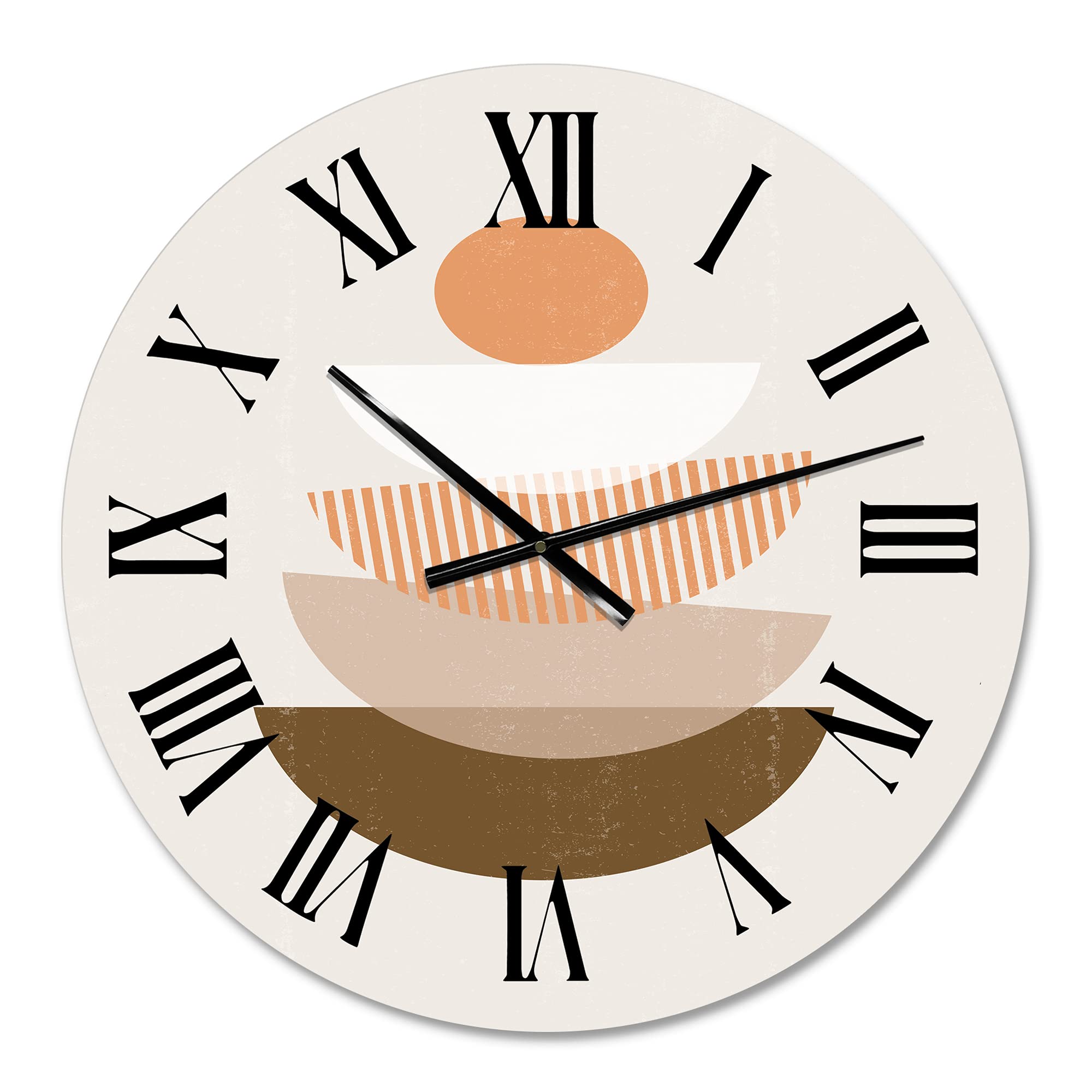 Abstract Sun & Moon Geometric Wall Clock - Modern Terracotta Large Home Decor | Perfect for Living Room, Bedroom & Office
