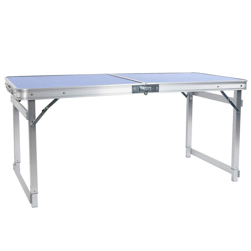 120x60-Inch Folding Aluminum Table - Portable Outdoor Picnic Desk for BBQ, Camping, Home & Backyard Use - Lightweight & Durable for Parties, Tailgating & Events