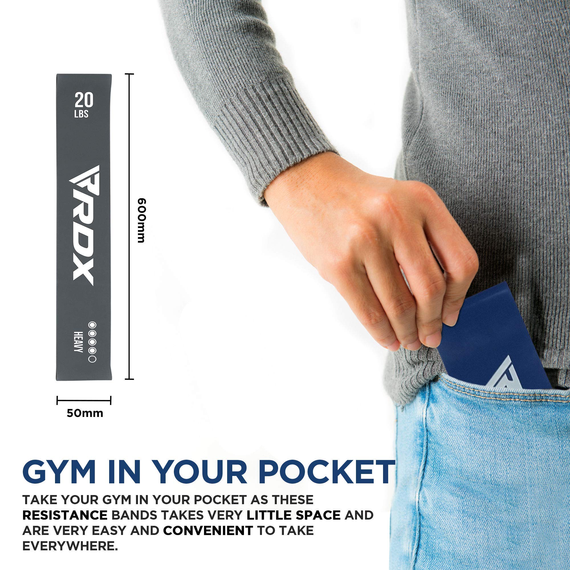 RDX 5-Level Resistance Bands Set - RoHS & CPSIA Certified Skin-Friendly Exercise Bands for Yoga, Home Gym, Pilates, Glutes & Mobility Training - Perfect for Legs, Arms & Booty Workouts at Home or Studio