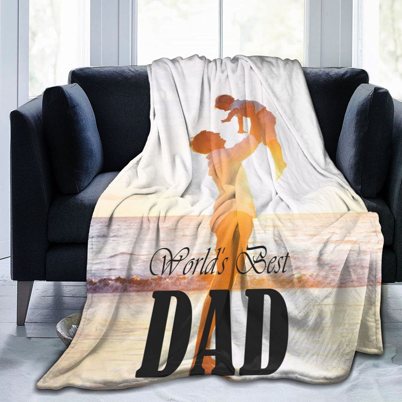 World's Best Dad Custom Photo Blanket - Personalized Throw Blanket with Pictures - 40