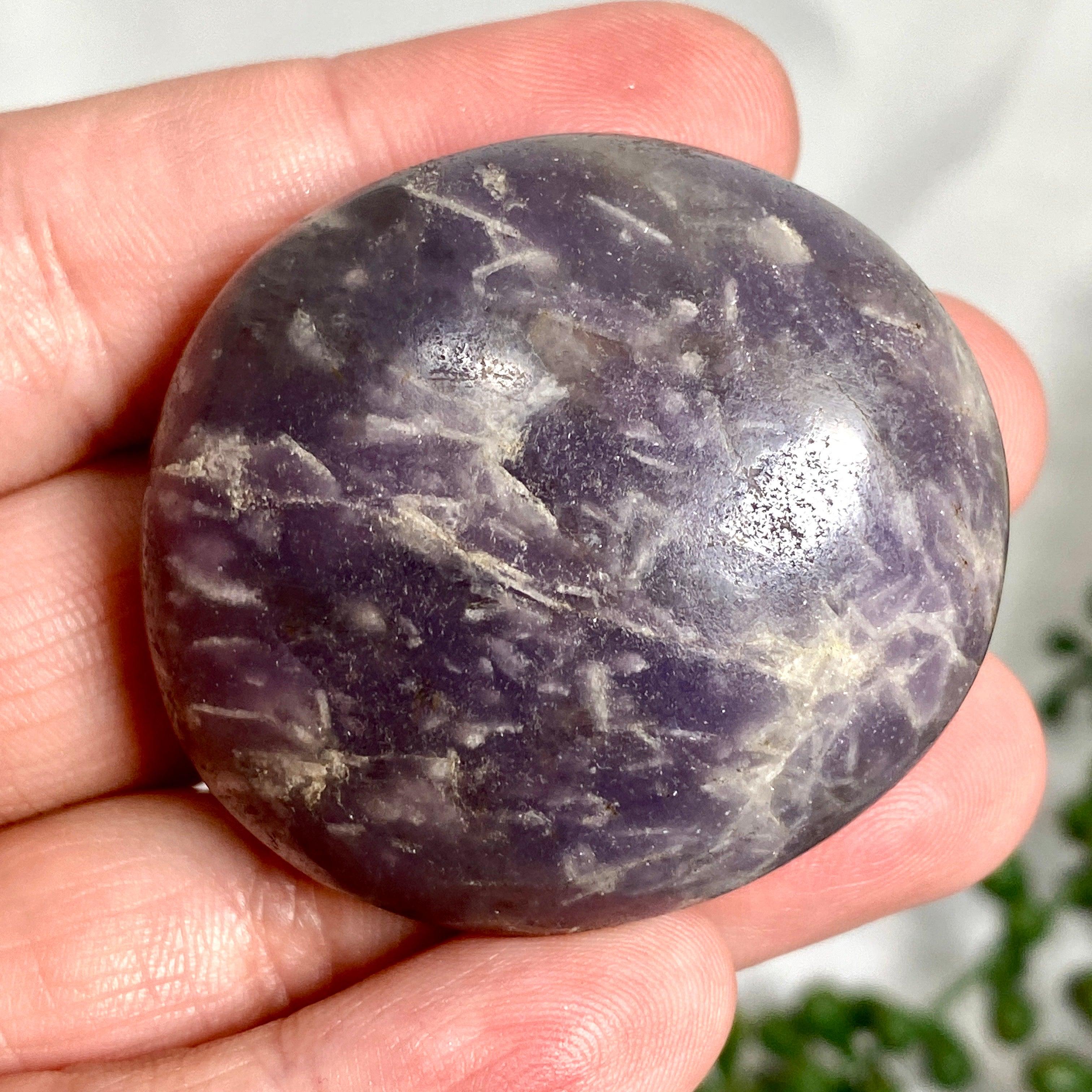 Natural Smokey Lepidolite Palm Stones - Healing Crystals for Stress Relief & Emotional Balance | Perfect for Meditation, Reiki, and Home Decor