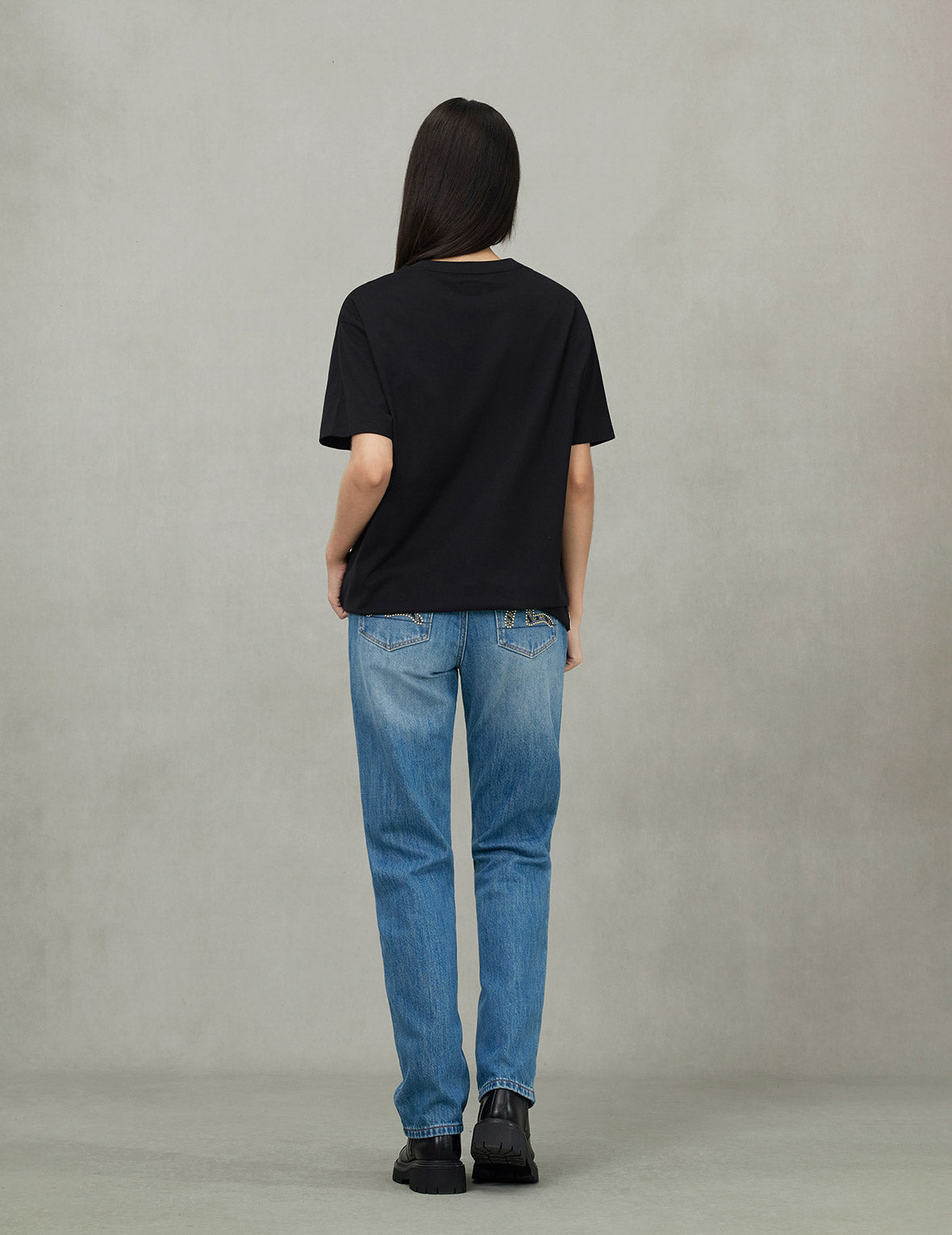 Washed Seagull Stud Straight Fit Jeans for Women - Vintage Denim Pants with Unique Stud Details | Perfect for Casual Wear, Street Style & Everyday Outfits