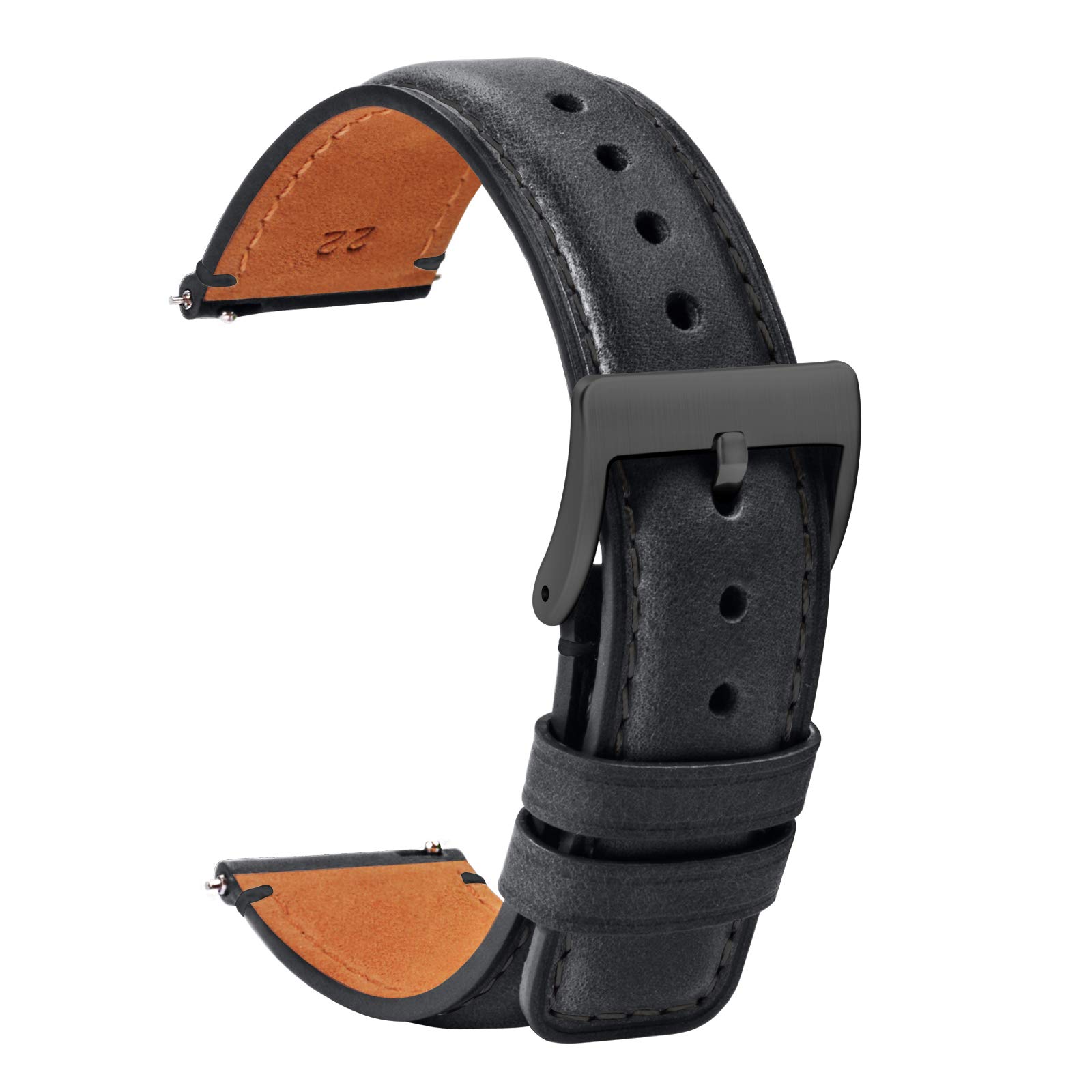 Premium 20mm Soft Brown Leather Watch Band - Quick Release Replacement Strap for Smartwatches & Traditional Watches - Compatible with 18mm, 20mm, 22mm Lugs - Ideal for Men & Women - Perfect for Office, Casual & Formal Occasions
