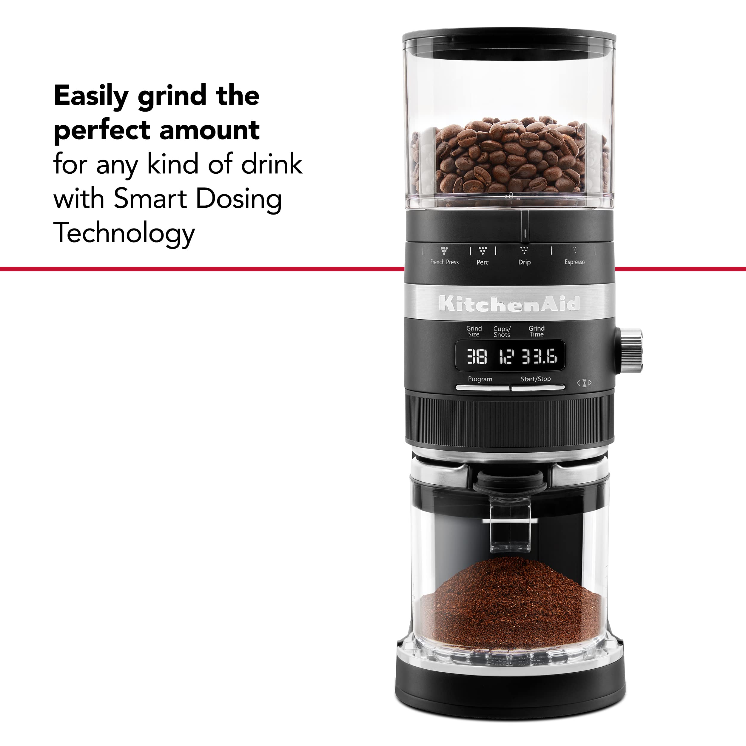 KitchenAid KCG8433 Premium Burr Coffee Grinder - 10 Oz Capacity, Black Matte Finish - Perfect for Home Baristas & Coffee Enthusiasts - Ideal for Espresso, French Press & Pour Over Brewing