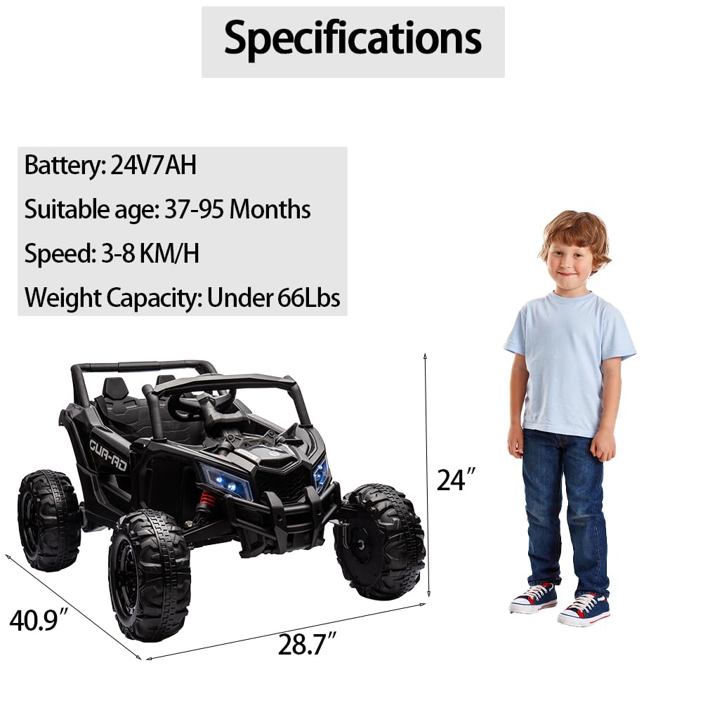 GARVEE 24V Kids Electric Ride On UTV Car with Parent Remote Control, 200W High Power Motor, Spring Suspension & LED Lights - Off-Road Toy Vehicle for Boys Girls Ages 3-8 | Perfect for Outdoor Play, Backyard Adventures & Birthday Gifts