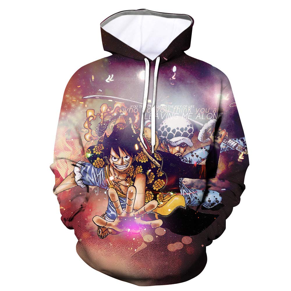 One Piece Anime Hoodie - Monkey D Luffy 3D Printed Pullover for Men & Women | Sportswear with Pockets | Casual Wear, Cosplay & Anime Convention Outfit