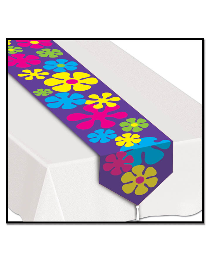Vintage 60s Floral Table Runner - Retro Flower Design for Dining Table Decor, Perfect for Weddings, Parties & Home Decor