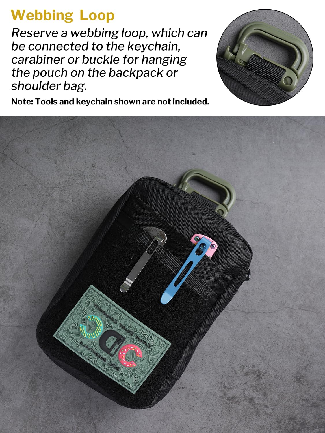 VIPERADE VE32 Small EDC Pouch Tactical Belt Bag for Men - MOLLE Compatible Tool Organizer with Patch Panel - Perfect for Camping, Bushcraft, Hiking & Travel Accessories
