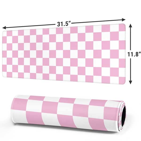 Pink & White Checkerboard Gaming Mouse Pad - Non-Slip, Waterproof for PC Setup