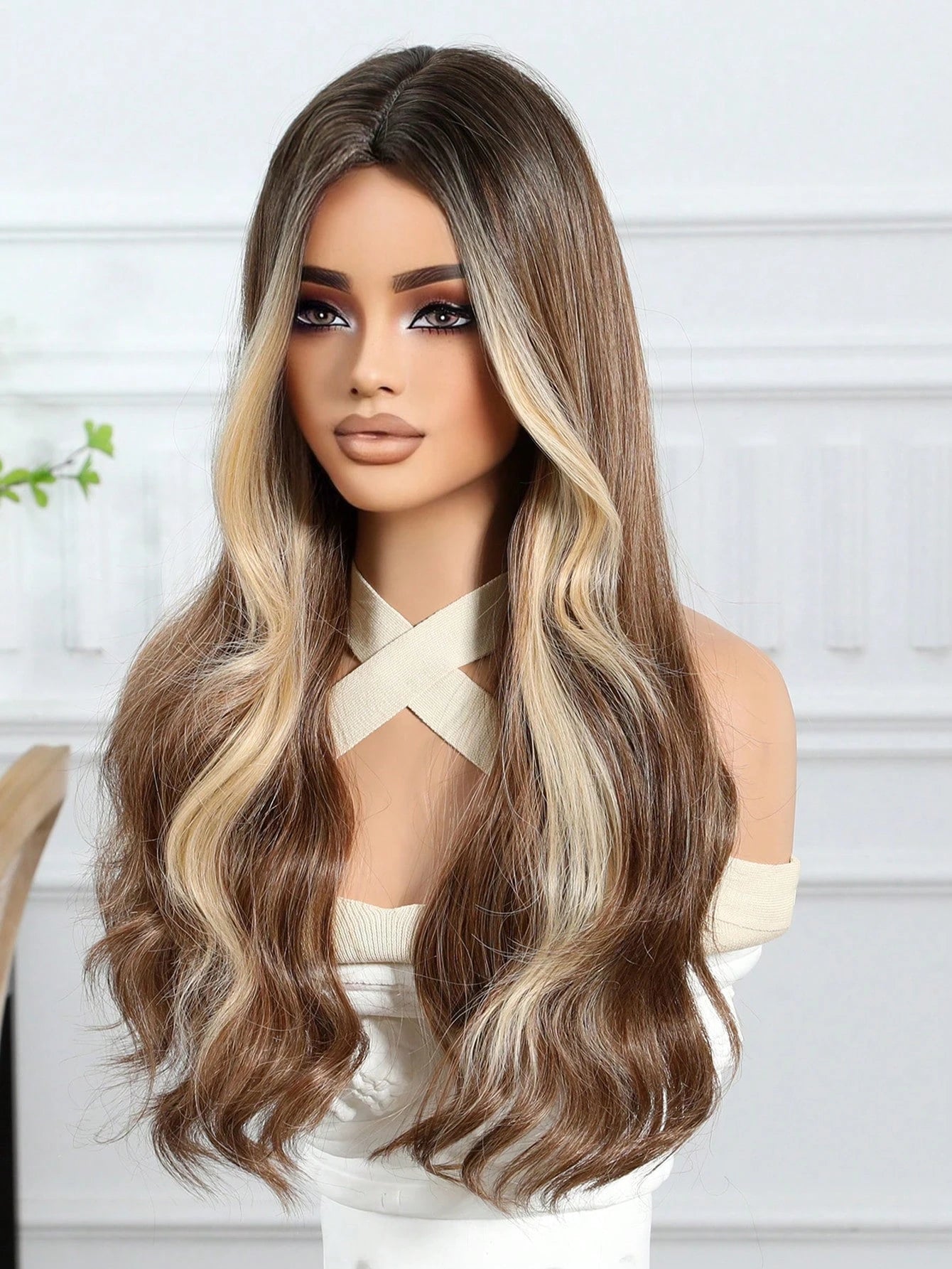 Stylish Brown Blonde Long Curly Synthetic Hair Wig for Women - Perfect for Cosplay, Halloween, Daily Fashion & Special Occasions