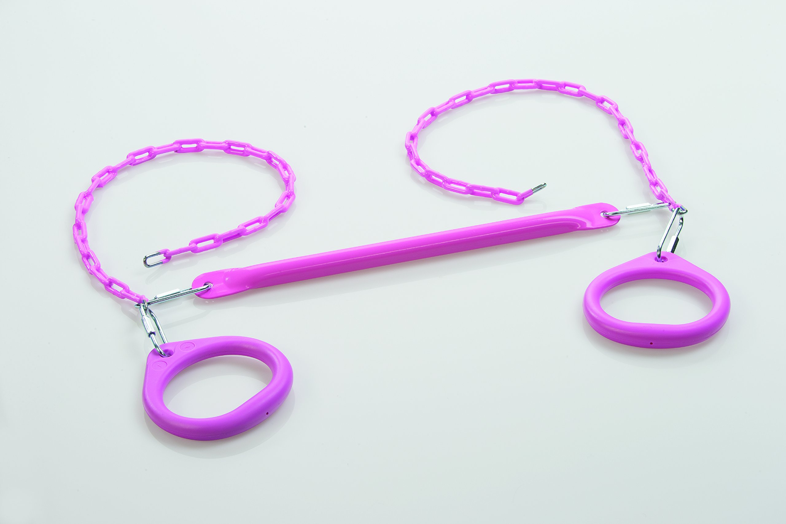 Premium Trapeze Bar with Rings for Kids - 6 Vibrant Colors | Heavy Duty 115lb Capacity | Easy Installation for Most Swing Sets & Playsets | DIY Backyard Playground Accessory (Swing Hangers Sold Separately) | Perfect for Outdoor Play, Fitness Training & Backyard Fun