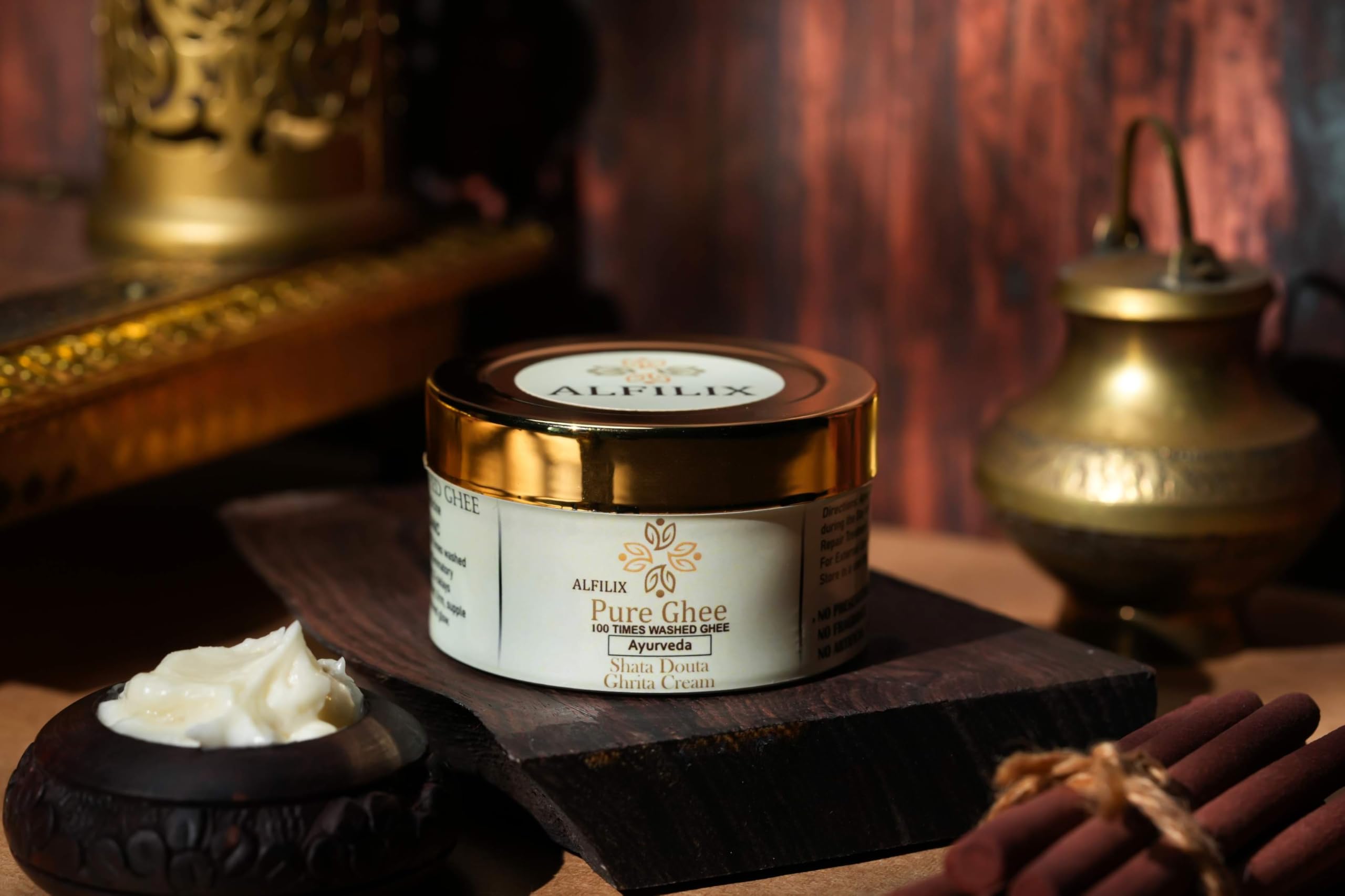 Shata Dhauta Ghrita - 100x Washed Ayurvedic Ghee Moisturizer | Organic Night Cream for Dry Skin, Wrinkles & Anti-Aging | Natural Face Cream for Deep Hydration, Skin Repair & Glow (5.25oz, Vanilla Scented) | Perfect for Nighttime Skincare Routine & Dry Skin Treatment