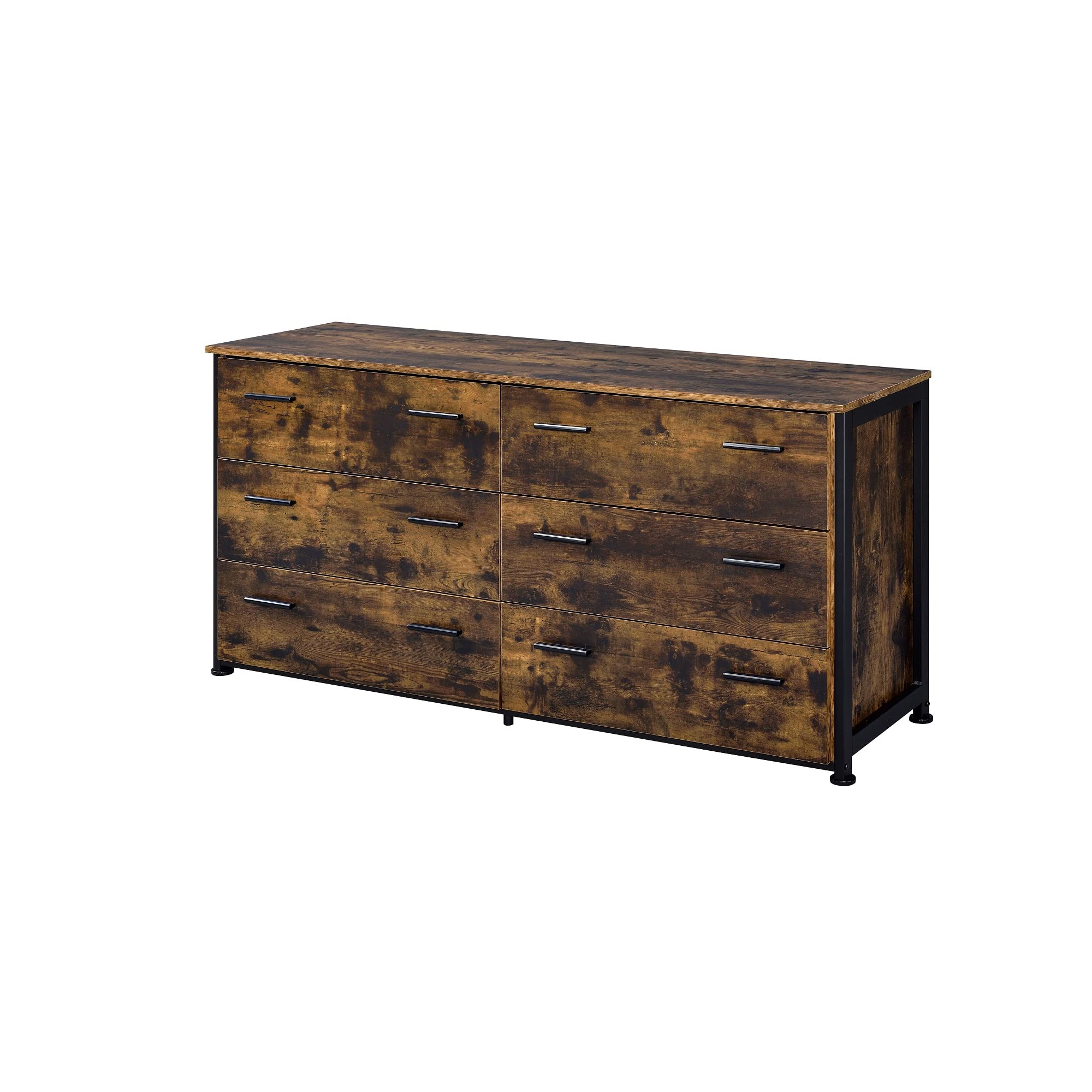 Juvanth Industrial Style Bedroom Furniture Set - Rustic Oak & Black Finish King/Queen Bed, Storage Bed, Nightstand, Dresser with Mirror, Vanity Desk | Perfect for Modern Loft Apartments & Farmhouse Bedroom Decor