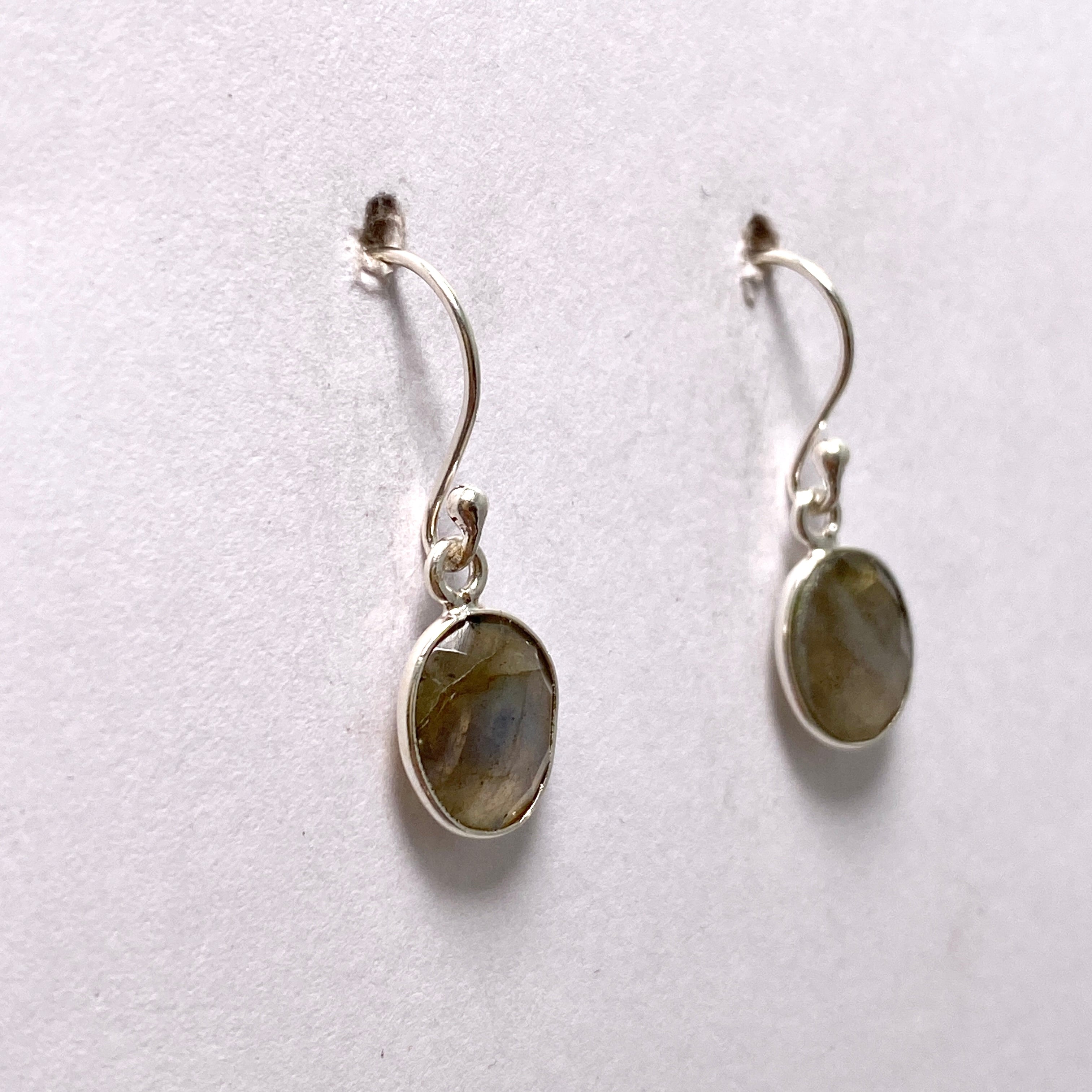 Labradorite Oval Checkerboard Faceted Earrings for Women - Handmade Sterling Silver Dangle Earrings - Perfect for Parties, Weddings & Everyday Wear