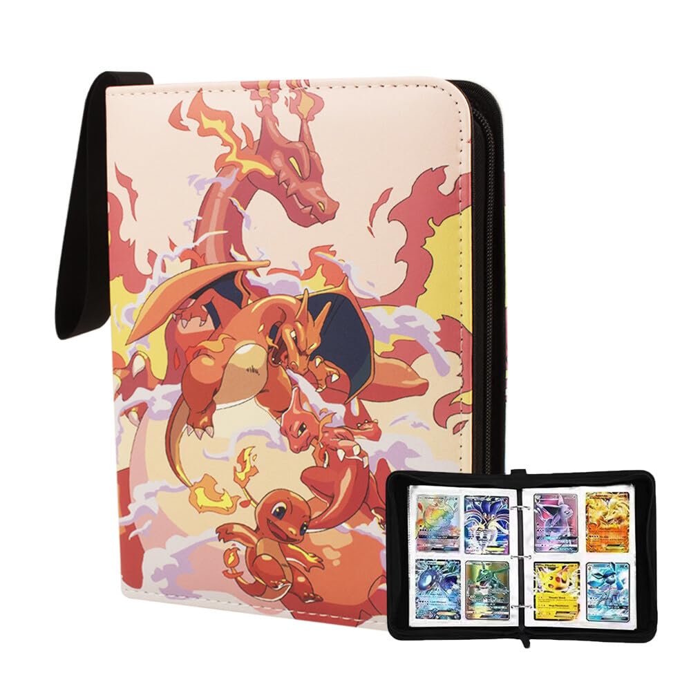 EBKCQ 50-Page Collectible Card Binder - Holds 400 Trading Cards with Zipper Closure | Premium Card Album for Pokemon, MTG, Yu-Gi-Oh & Sports Cards | Perfect Gift for Kids & Card Collectors | Organize, Protect & Display Your Valuable Collection