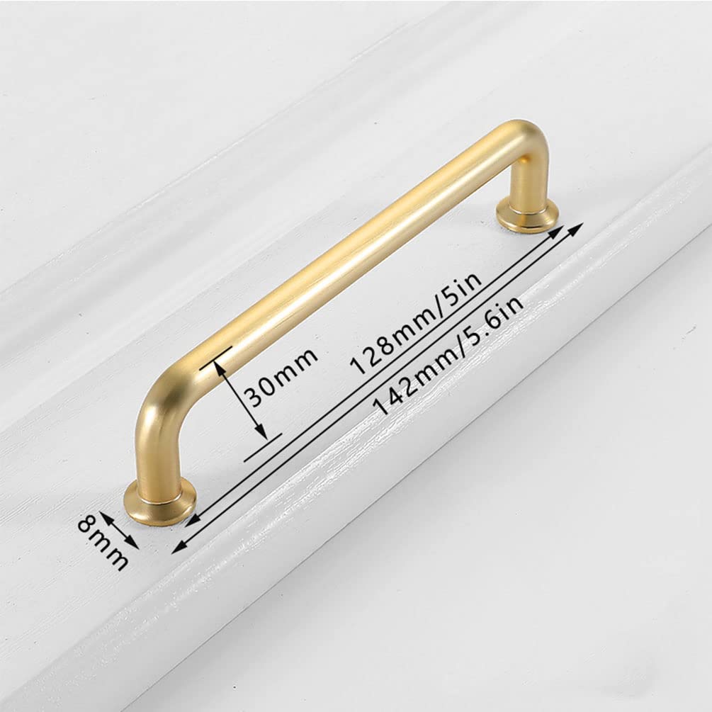 6-Piece Brushed Brass Cabinet Handles & Drawer Pulls - 192mm Hole Centers - Kitchen, Bathroom & Wardrobe Hardware with Screws - Perfect for Modern Home Renovation & Furniture Upgrades