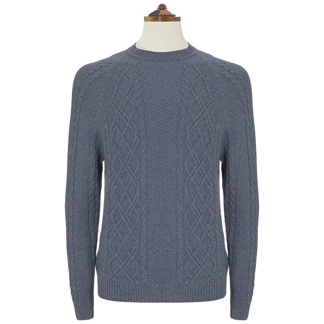 Kinlaw Blue Aran Sweater for Men - Premium Irish Wool Knitwear | Cozy Winter Pullover for Casual Wear & Outdoor Activities