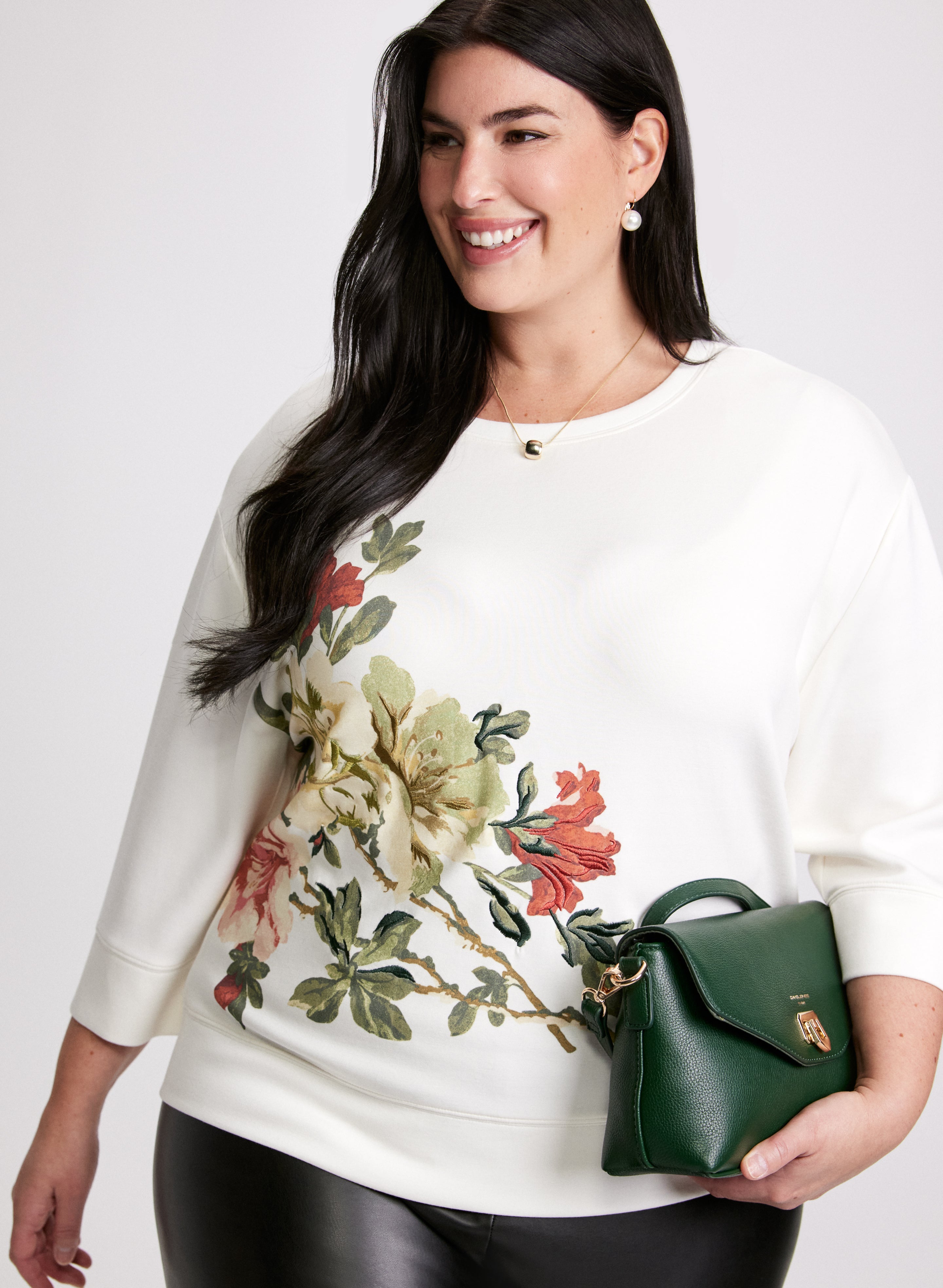 Floral Print Sweatshirt for Women - Soft Casual Pullover with Bloom Design - Perfect for Spring Outfits & Weekend Wear