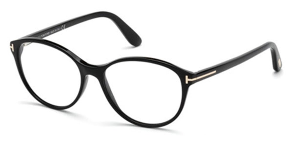 Tom Ford FT 5403 Women's Round Acetate & Silver Sunglasses - Shiny Black (001) 52/15/140 - Perfect for Fashion, Beach & Outdoor Activities