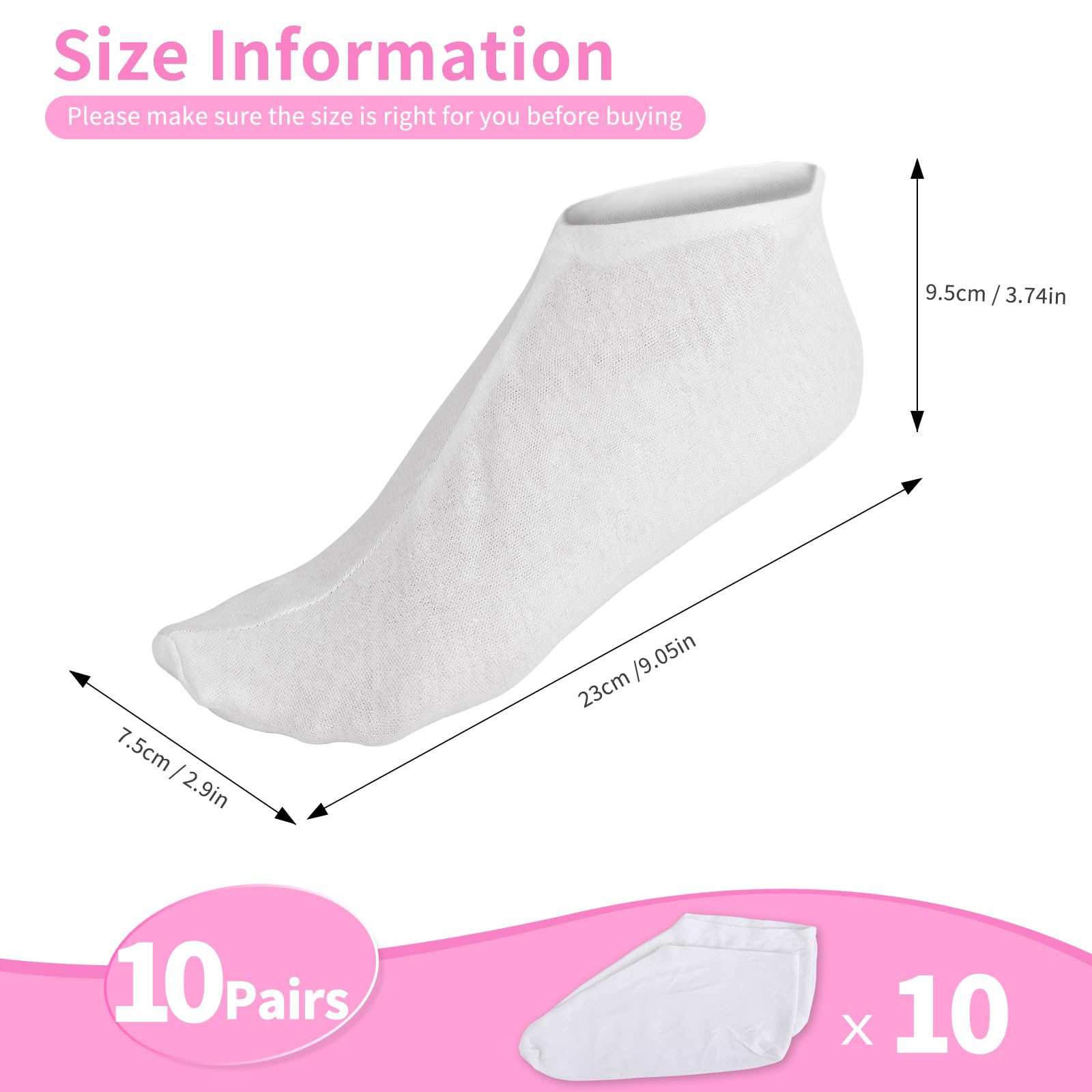 Moisturizing Socks for Women - 10 Pairs Cotton Spa Foot Care Socks with Lotion for Dry & Cracked Feet - Overnight Hydrating Gel Socks for Soft Skin - Perfect for Home Spa, Night Treatment & Cracked Heel Repair