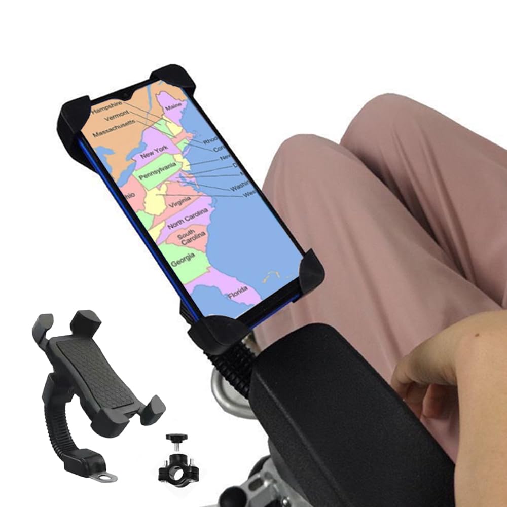 360° Adjustable Wheelchair Phone Holder for 3.5