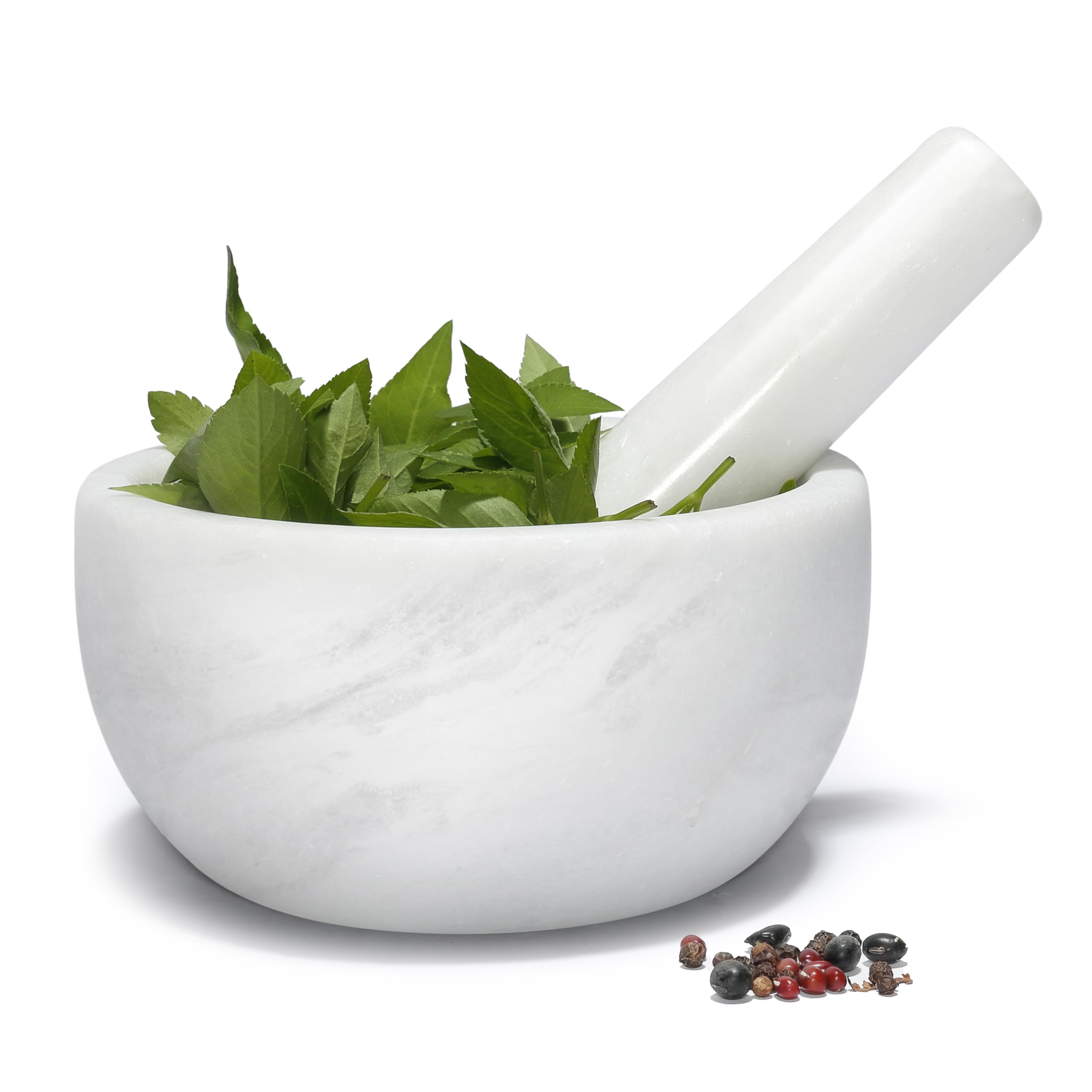 Premium African Natural Marble Mortar and Pestle Set - 2 Cup Heavy Duty Grinding Bowl for Guacamole, Salsa, Spices, Herbs, Garlic & Nuts - Kitchen Herb Crusher & Pill Grinder (Namib Fantasy) - Perfect for Mexican Cooking, Meal Prep & Herbal Medicine Preparation