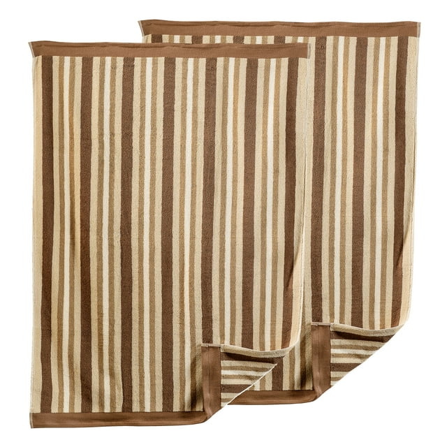 Premium Cotton Stripe 2-Piece Bath Sheet Set - Ultra Soft & Absorbent Towels for Spa, Bathroom & Beach Use